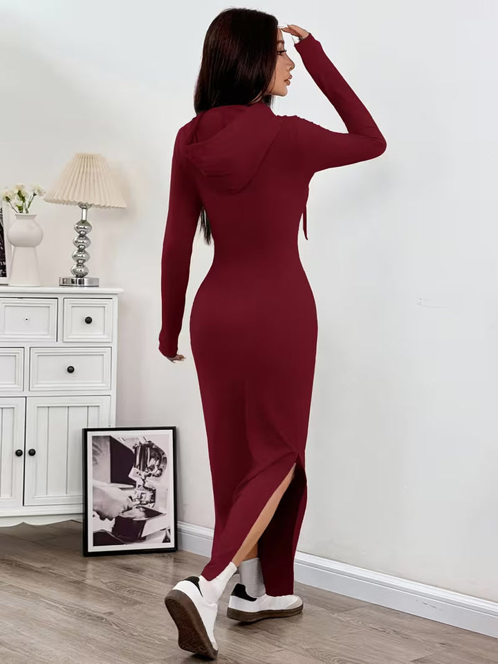 Valeia - Long Sleeve Maxi Dress With Hood