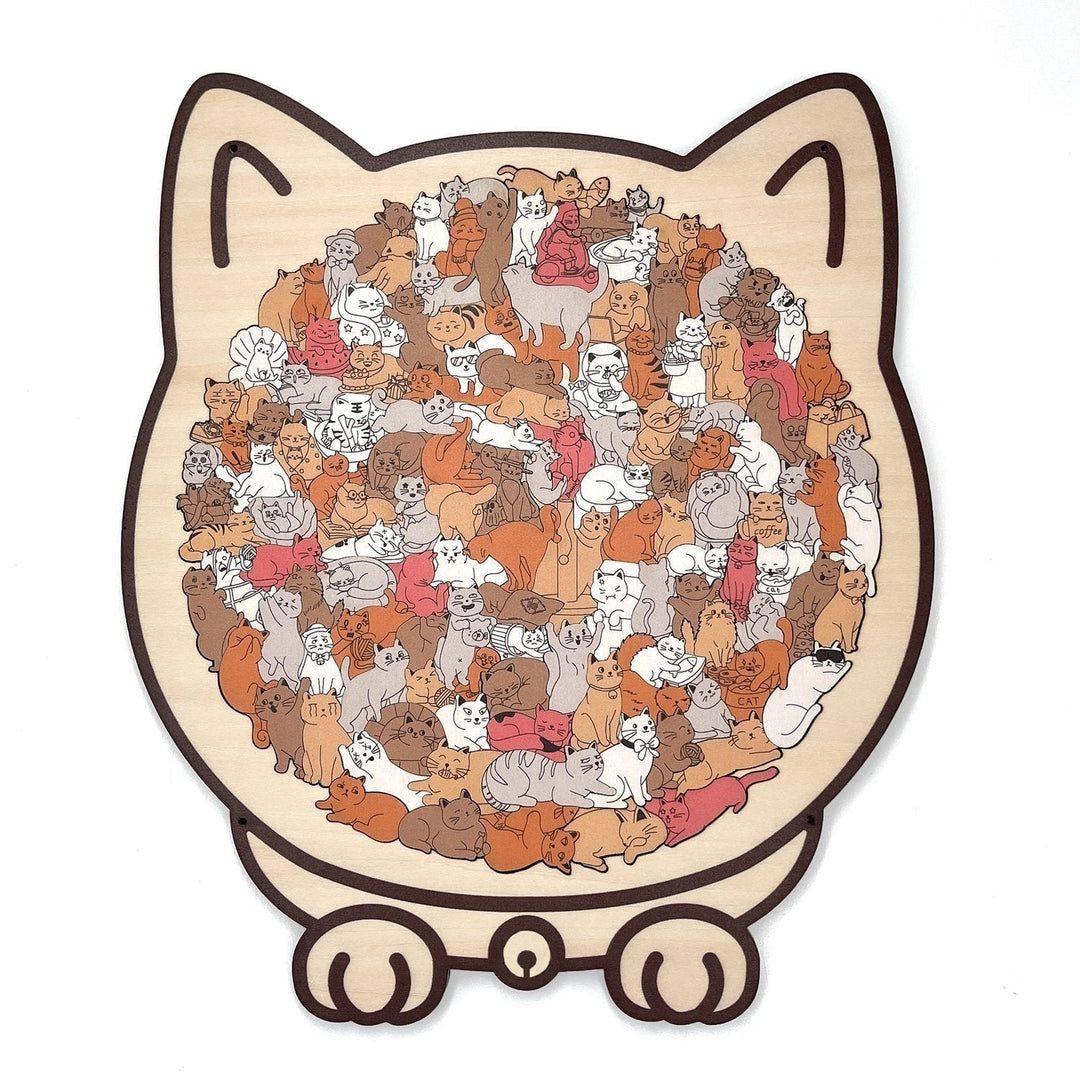 KittyCluster - 135-Piece Wooden Cat Shape Puzzle