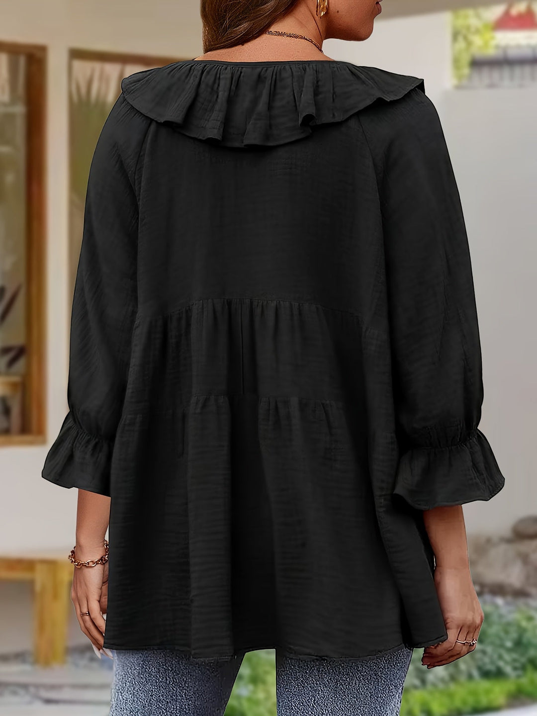 Garbine - Elegant Ruffle Neck Blouse