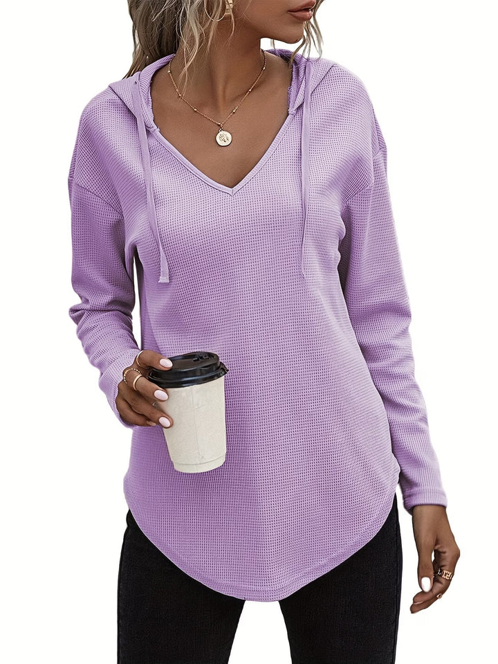 Laurette - Long Sleeve V Neck Hoodie