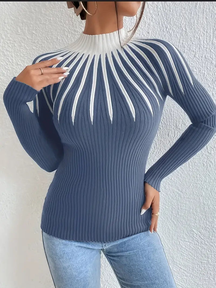 Maider - Elegant Long Sleeve Sweater With High Neck