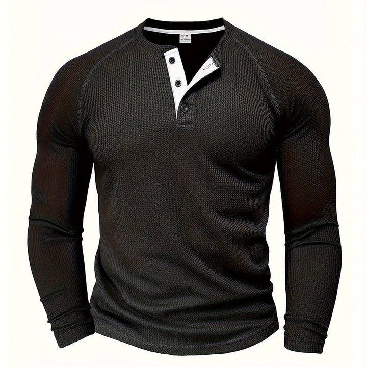 Jarik - Textured Long Sleeve Henley T-Shirt