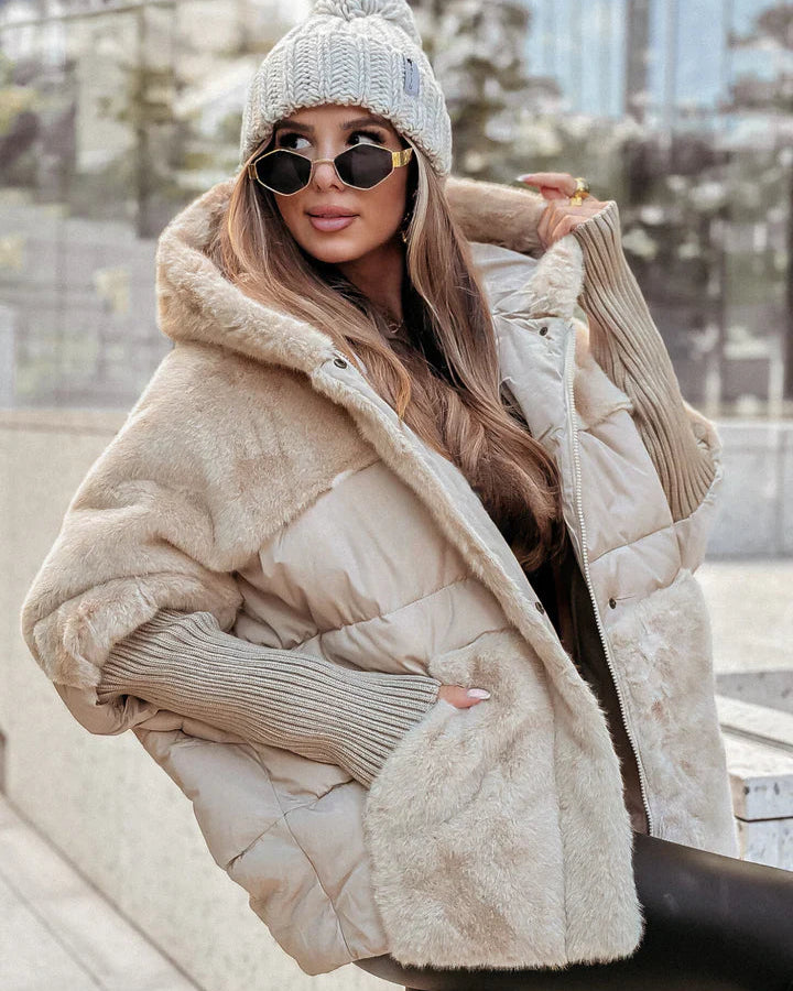 Opheia - Long Sleeve Coat With Fur