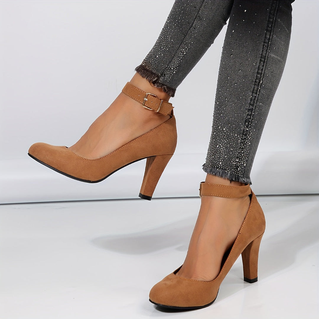 Loreena - Ankle Strap And Block Heel Pumps