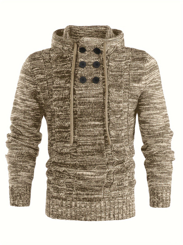Damiaan - Casual Long Sleeve Knitted Hoodie