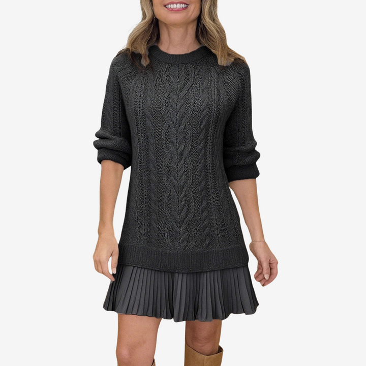 Zorina - Knit Sweater Dress with Pleated Skirt