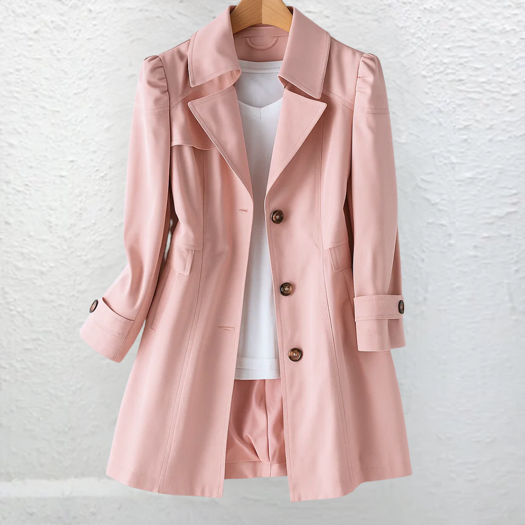 Ellice - Long Sleeve Trench Coat With Button