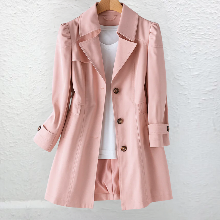 Ellice - Long Sleeve Trench Coat With Button