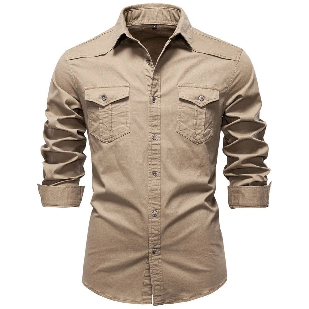 Norbwaldmir - Long Sleeve Cotton Shirt