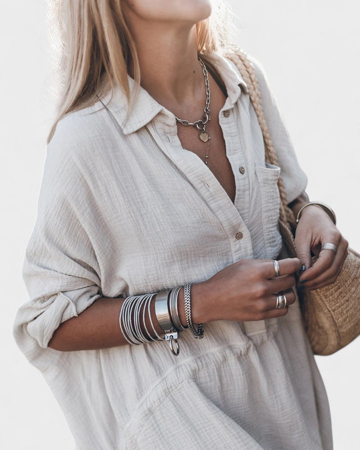 Rosina - Linen Dress With Front Pocket