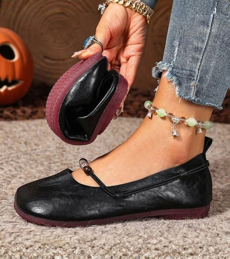 Renis - Flats With Square Toe and Beaded Strap