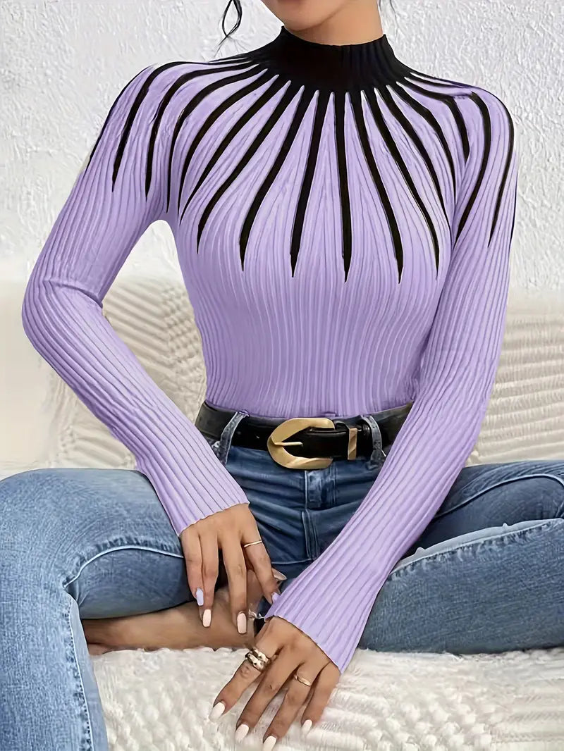 Maider - Elegant Long Sleeve Sweater With High Neck