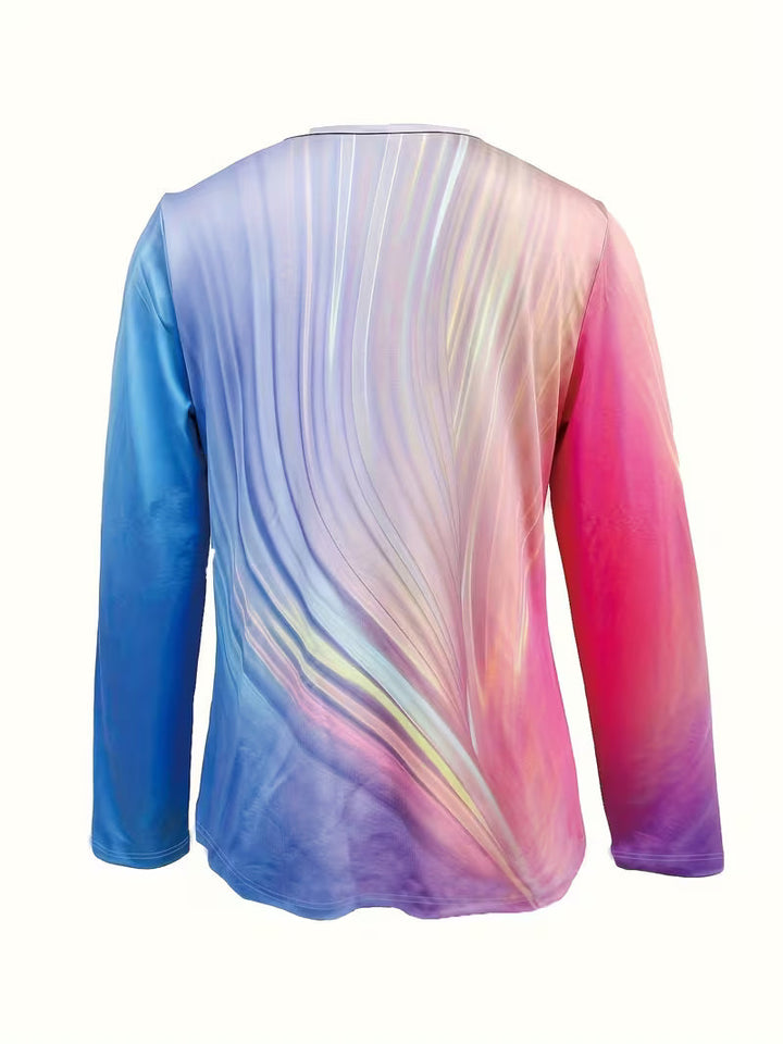 Corette - V-neck Tie-Dye Gradient Top