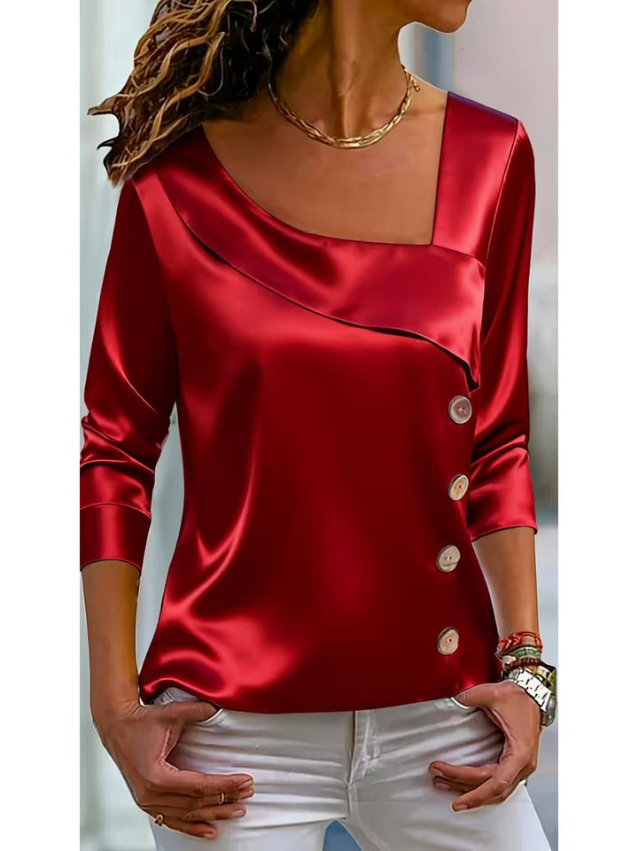 Avelea - Satin Square Neck Button Top