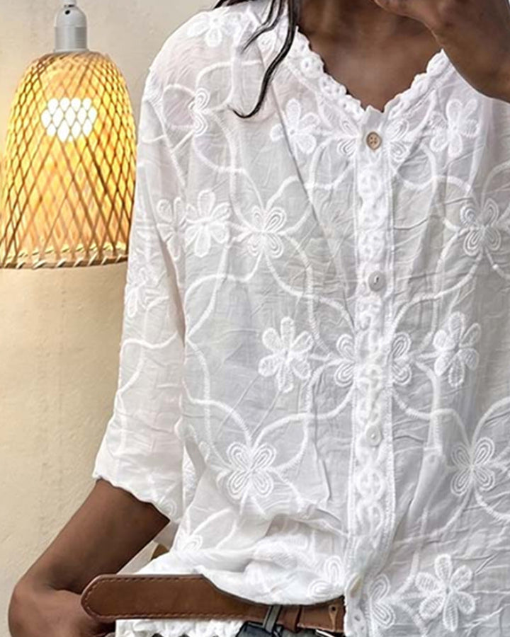 Florenira - Lace Blouse With Three-Quarter Sleeves