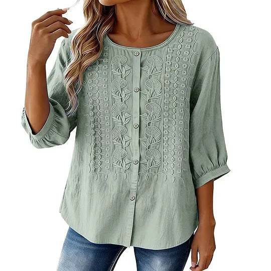 Andreza - Cotton Blouse With Button