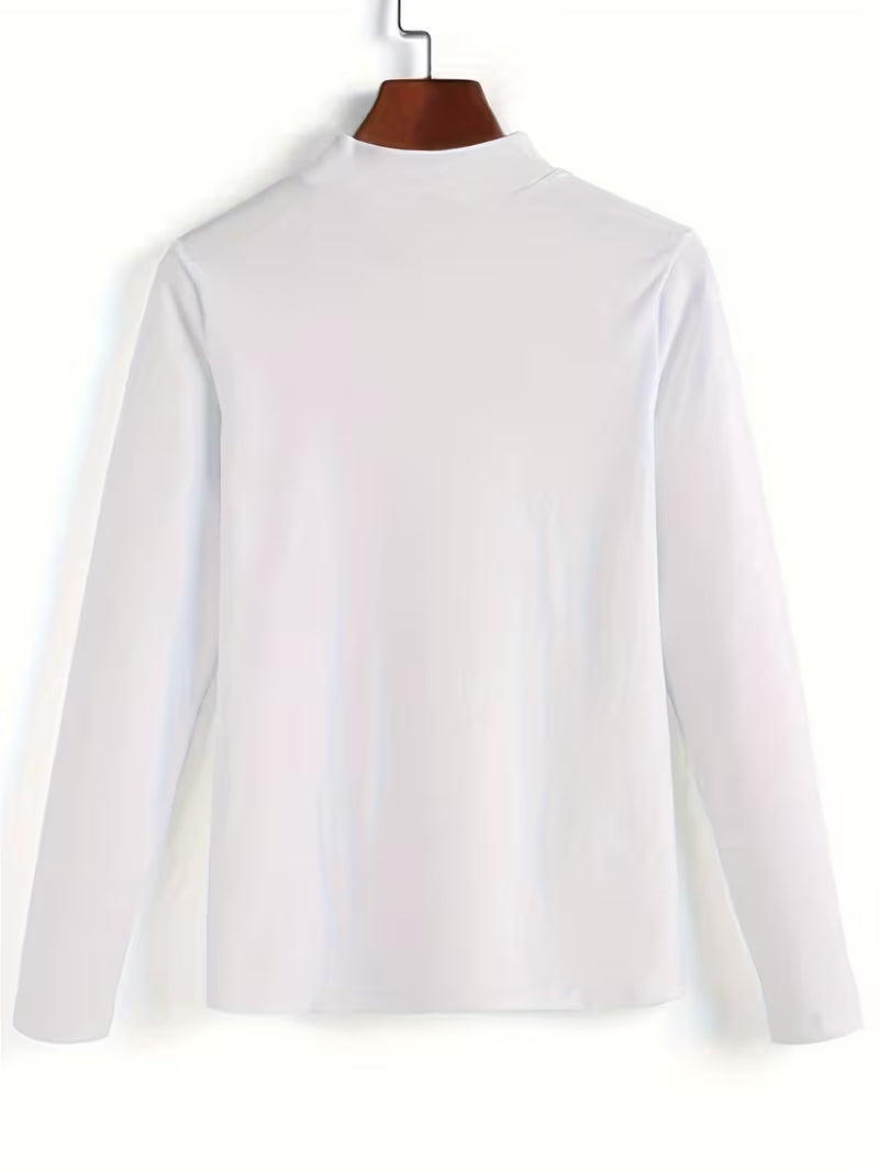 Marine - Long Sleeve Top With Lace Neckline