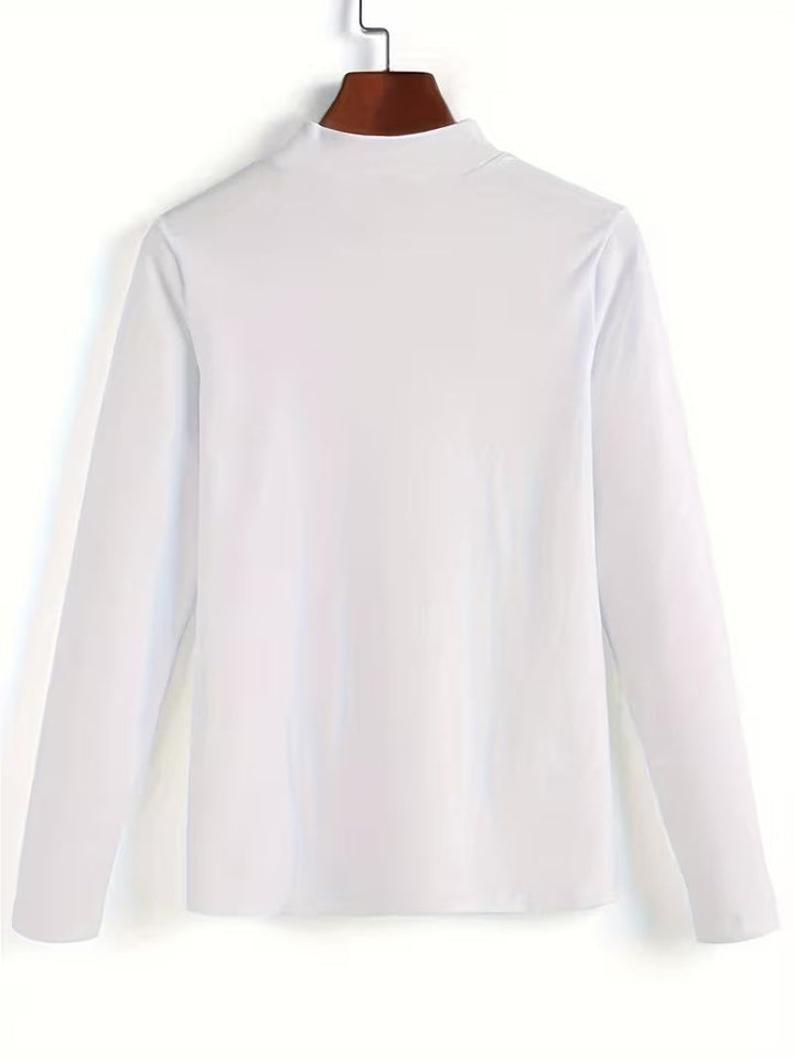 Marine - Long Sleeve Top With Lace Neckline