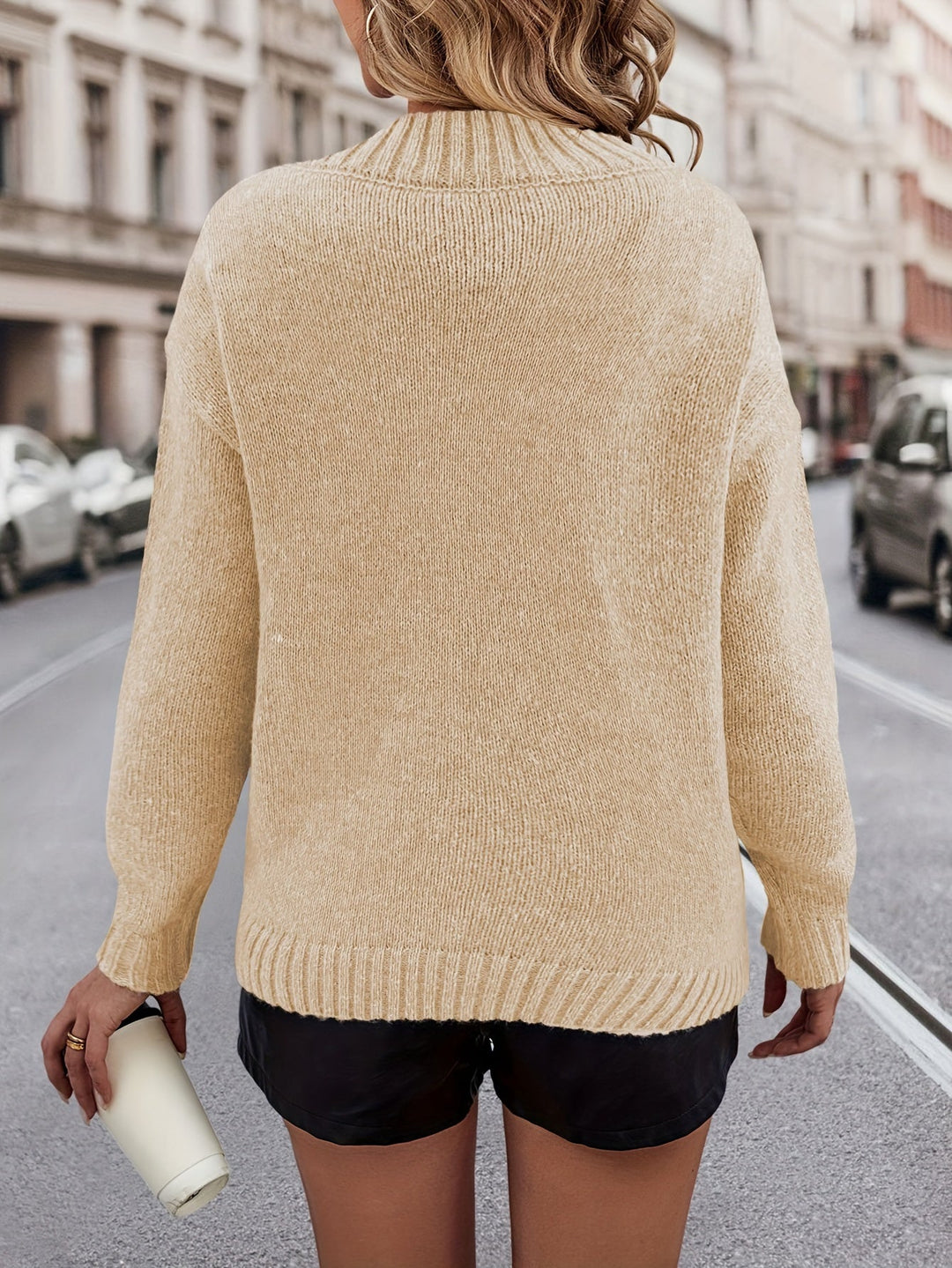 Chrystel - Heart Motif Sweater With V-Neck