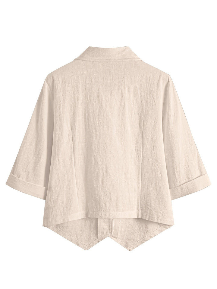 Tessisa - Loose Open Collar Short Sleeve Shirt