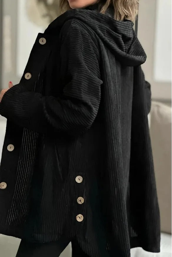 Elysita - Stylish Hooded Corduroy Coat
