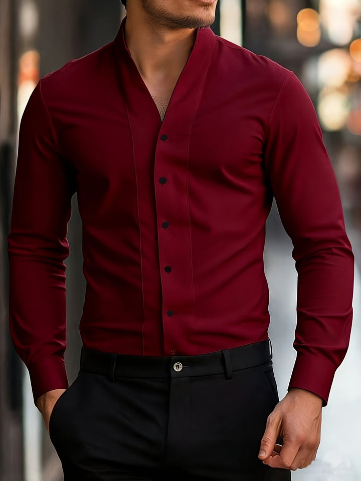 Osronas - Slim Fit Long Sleeved V-Neck Shirt