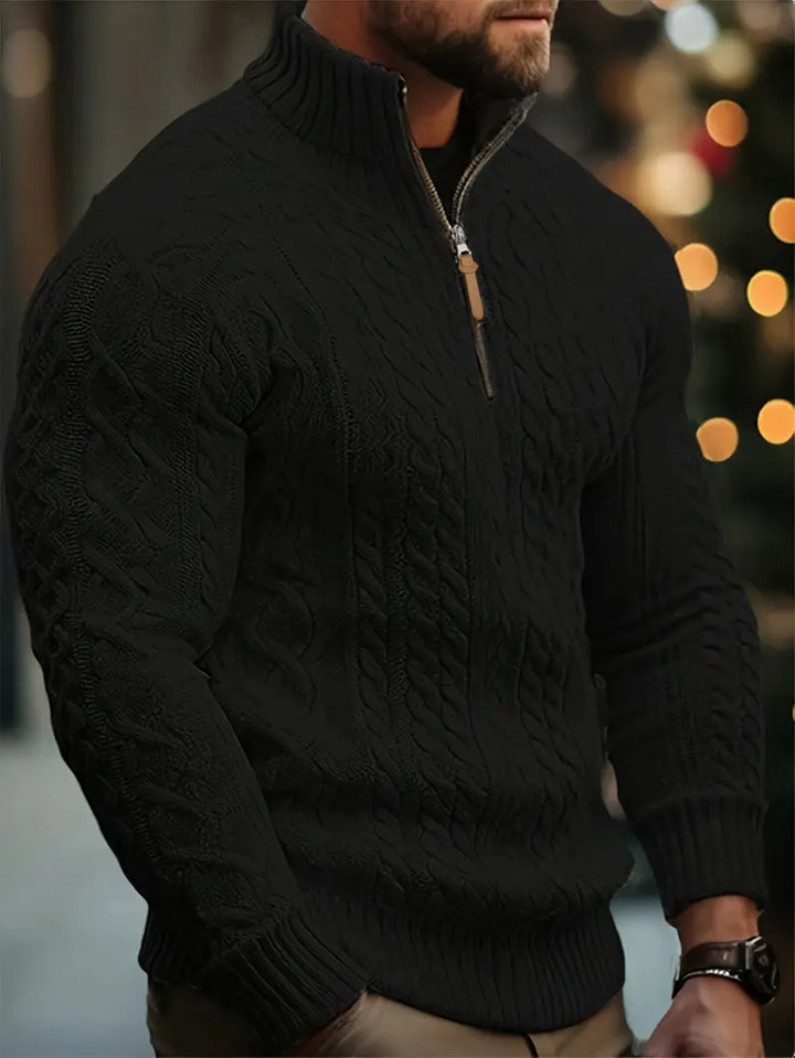 Rabada - Half-Zip Knitted Sweater With Stand-Up Collar