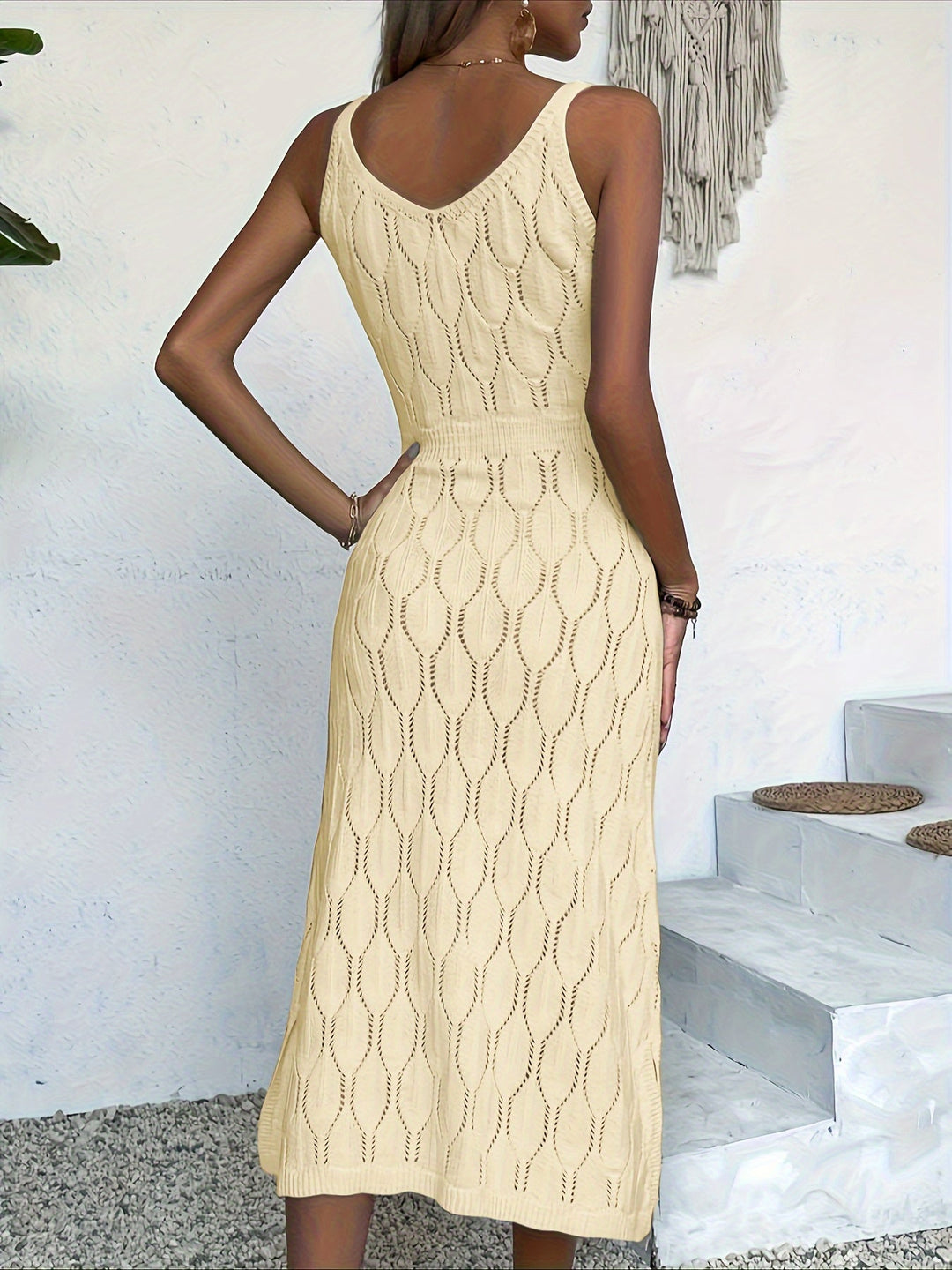 Luciana - Sleeveless Long Knitted Dress With A Coat Style