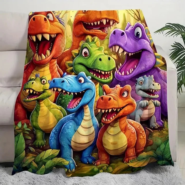 DinoSnuggle - Soft Funny Throw Blanket Dinosaurs HD Digital Print