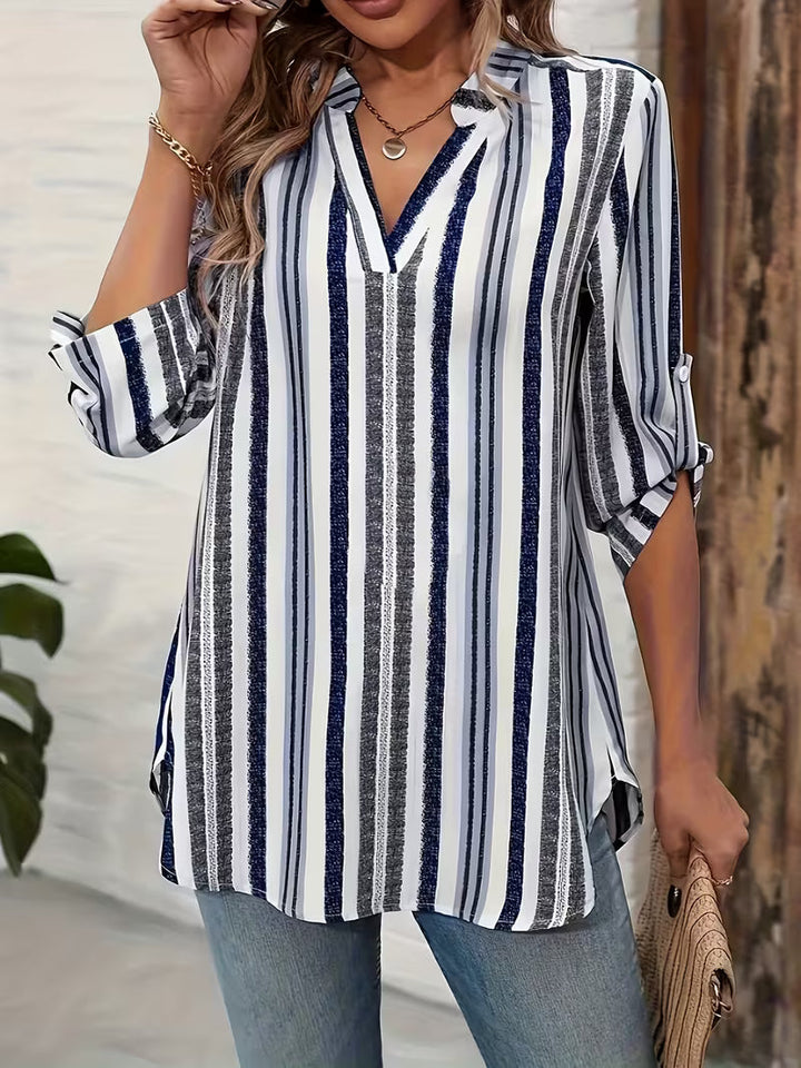 Elysis - V-neck Striped Loose Top