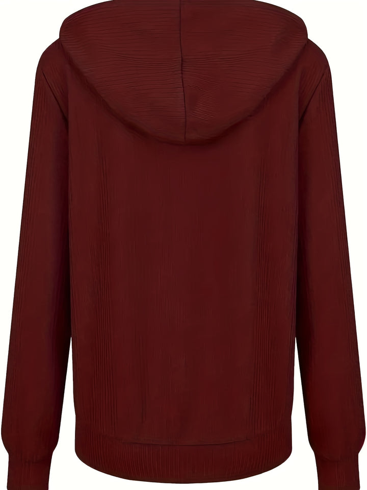 Moira - Long Sleeve Zip Up Drawstring Hoodies