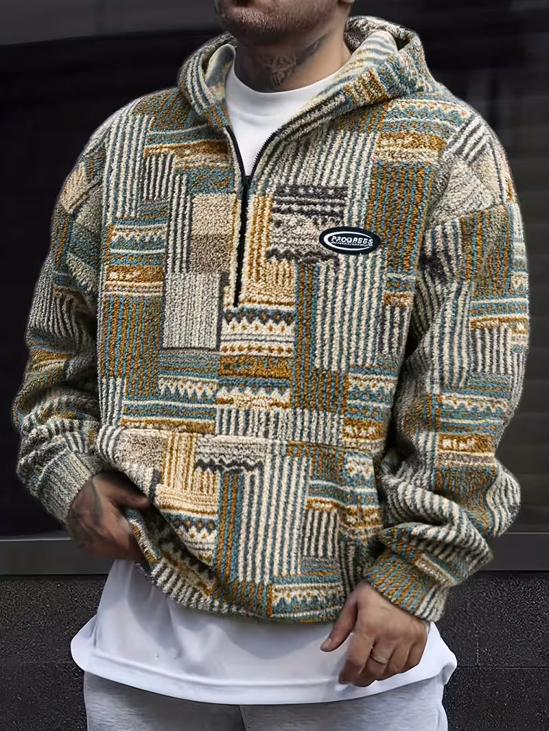 Solarishift - Printed Zip-Up Hooded Sweatshirt