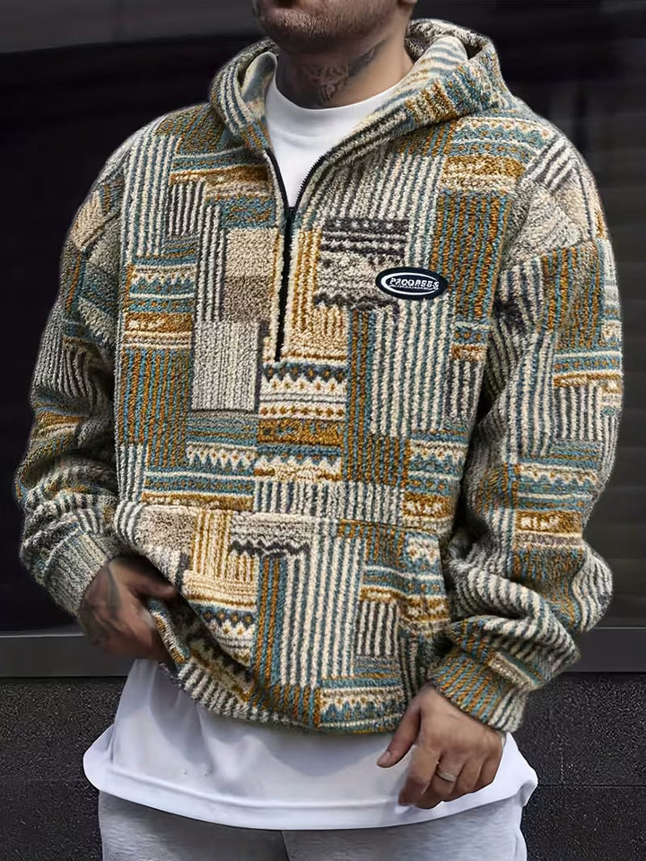 Solarishift - Printed Zip-Up Hooded Sweatshirt