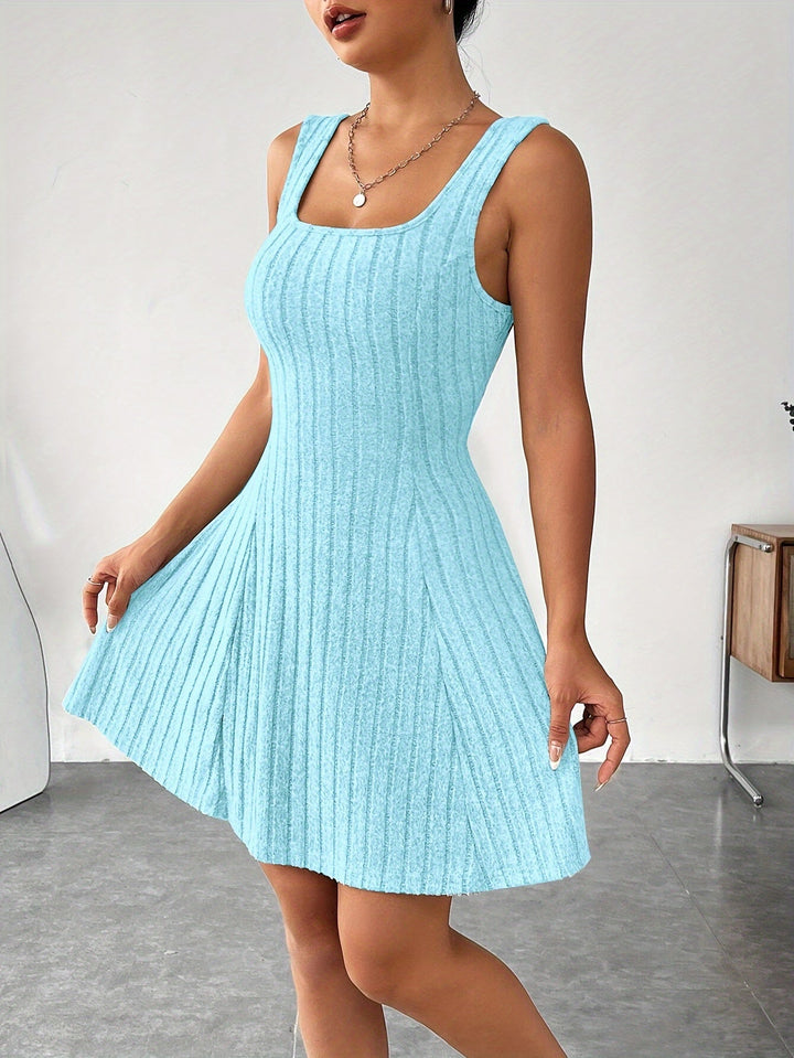 Geneeniya - Ribbed Mini Dress With Cropped Hooded Top