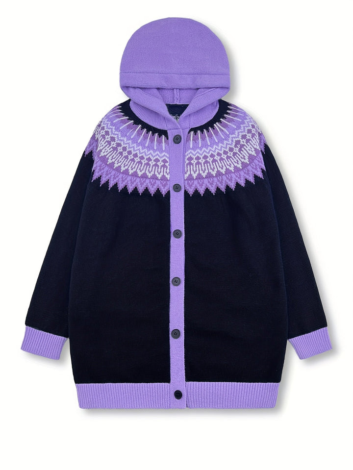 Peneeuva - Elegant Long Sleeve Winter Hooded Sweater