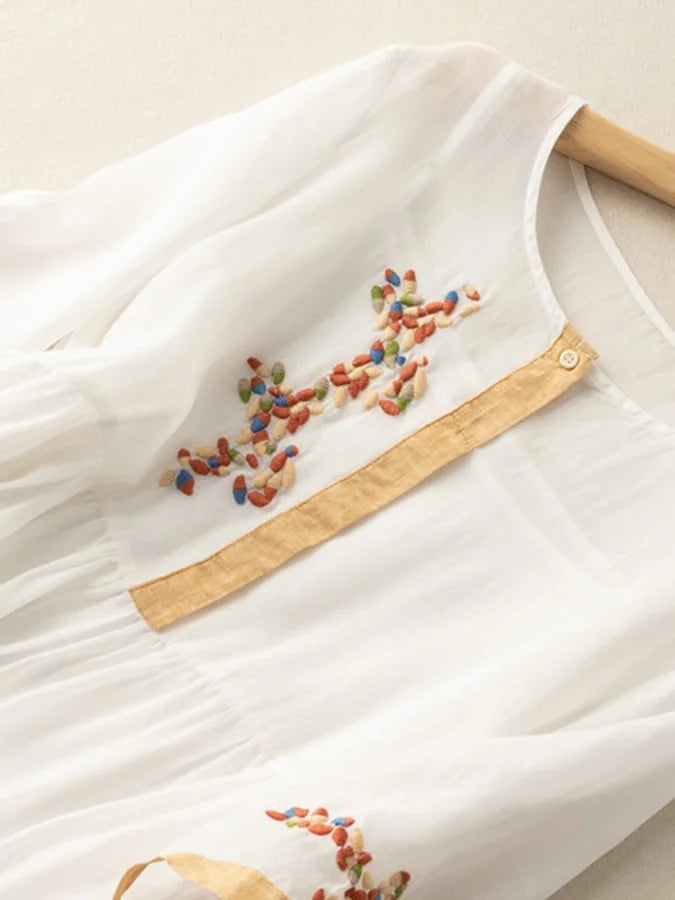 Ruth - Cotton And Linen Embroidered Dress