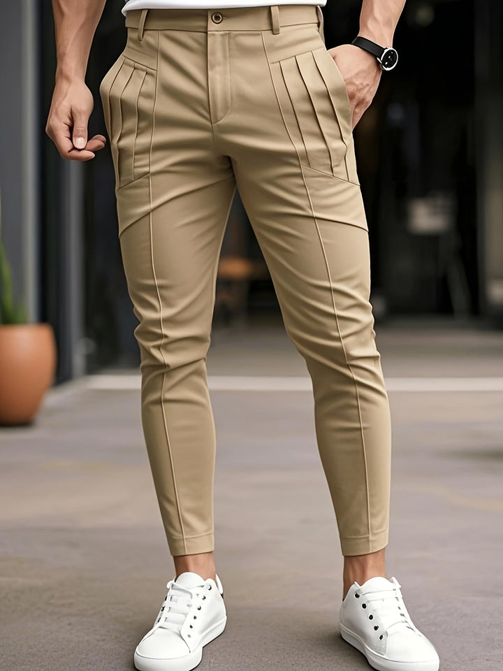 Lucier - Casual Slim Fit Pleated Pant Slant Pocket