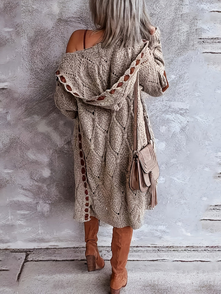 Mohina - Patchwork Knitted Long Cardigan