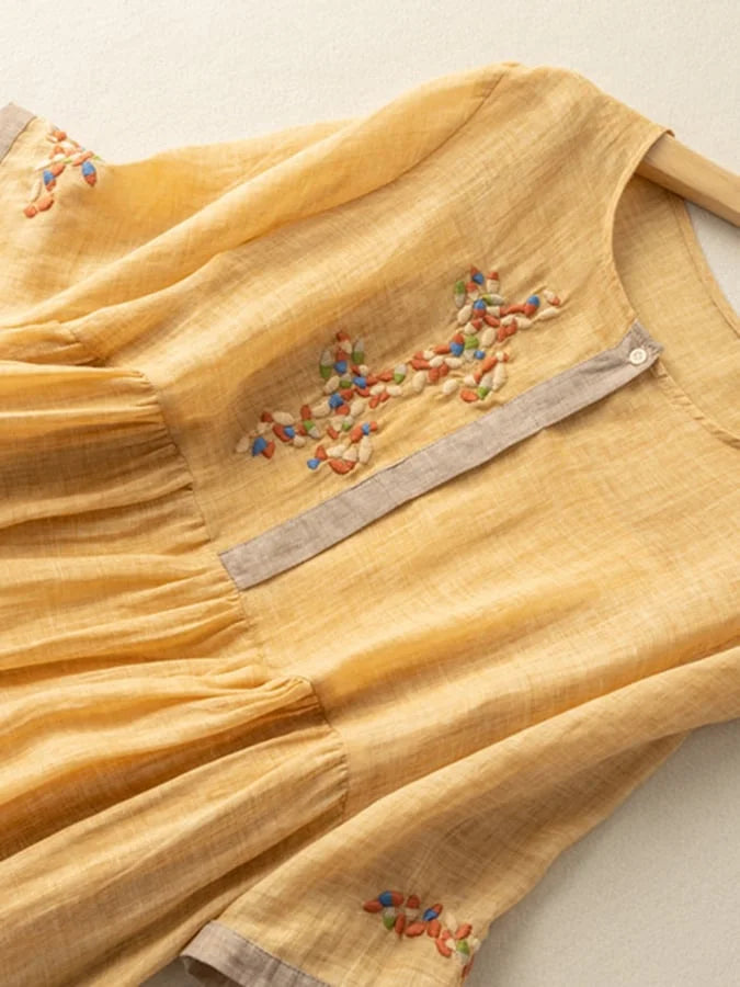 Ruth - Cotton And Linen Embroidered Dress