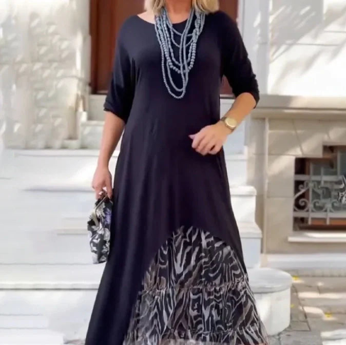 Sunitya - Casual Irregular Hem Long Sleeve Dress