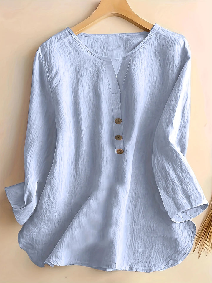 Mykaela - Casual Cotton And Linen Blouse
