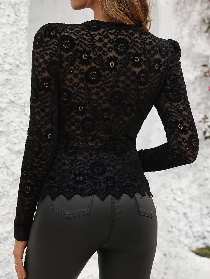 Talena - V-neck Lace Regular Top