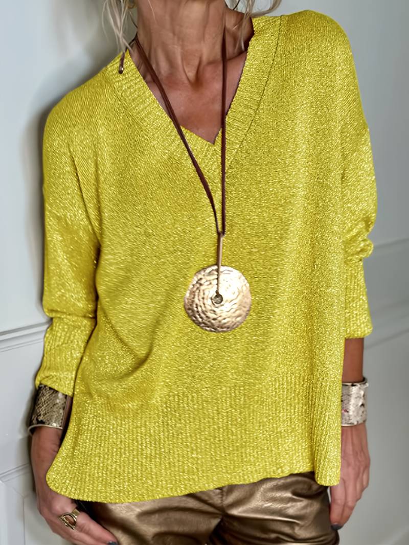 Migle - Long Sleeve V-Neck Sweater
