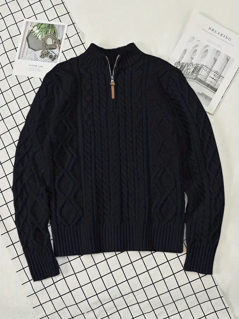 Rabada - Half-Zip Knitted Sweater With Stand-Up Collar
