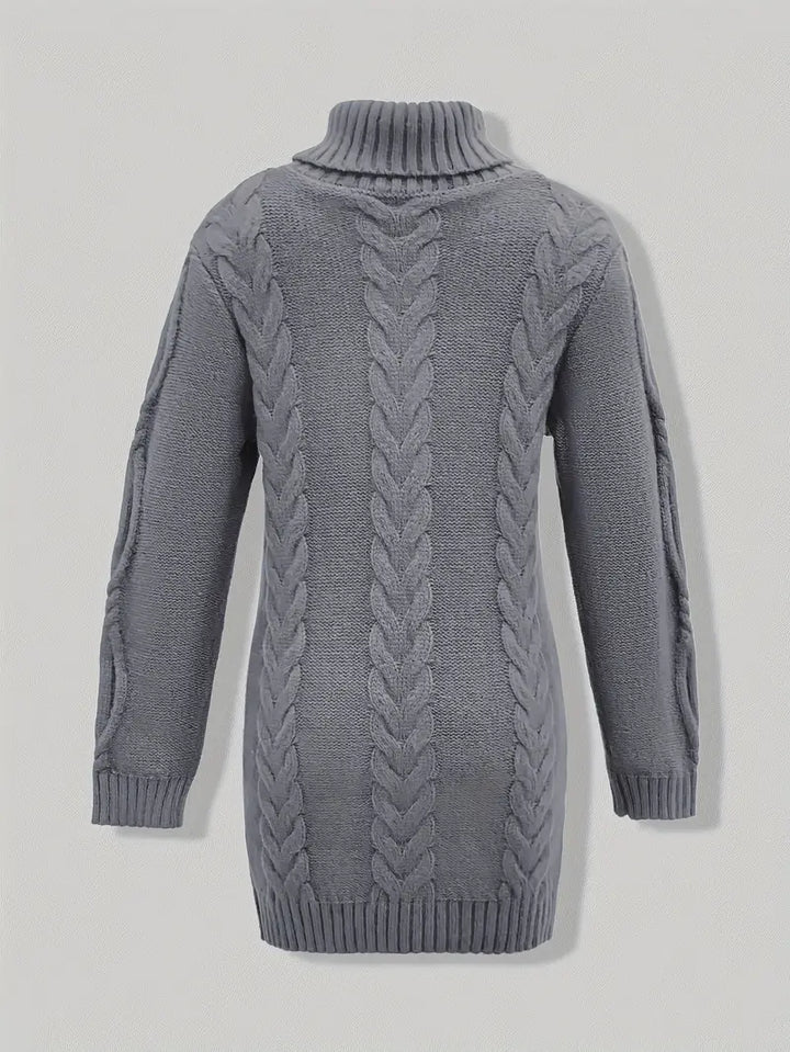 Narda - Chunky Cable Knitted Turtleneck Dress