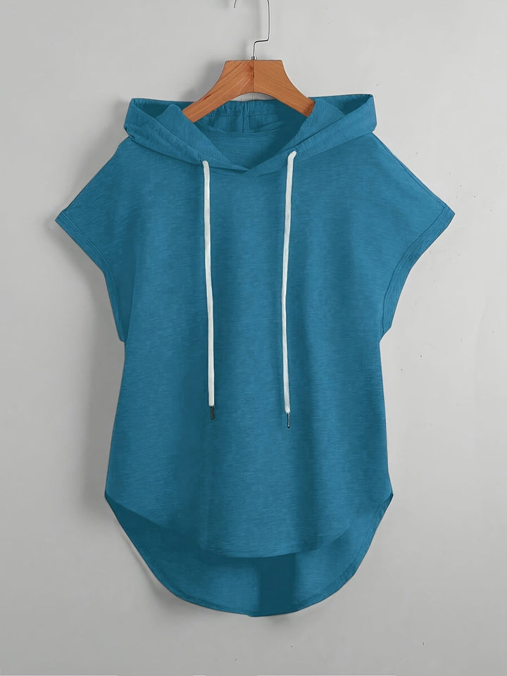 Matthias - Casual Asymmetrical Hem Hooded T-Shirt