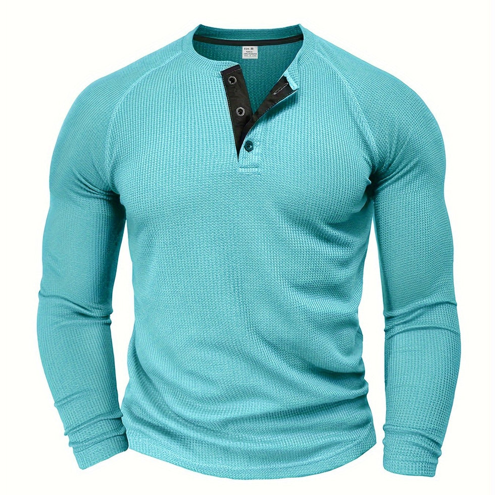 Jarik - Textured Long Sleeve Henley T-Shirt