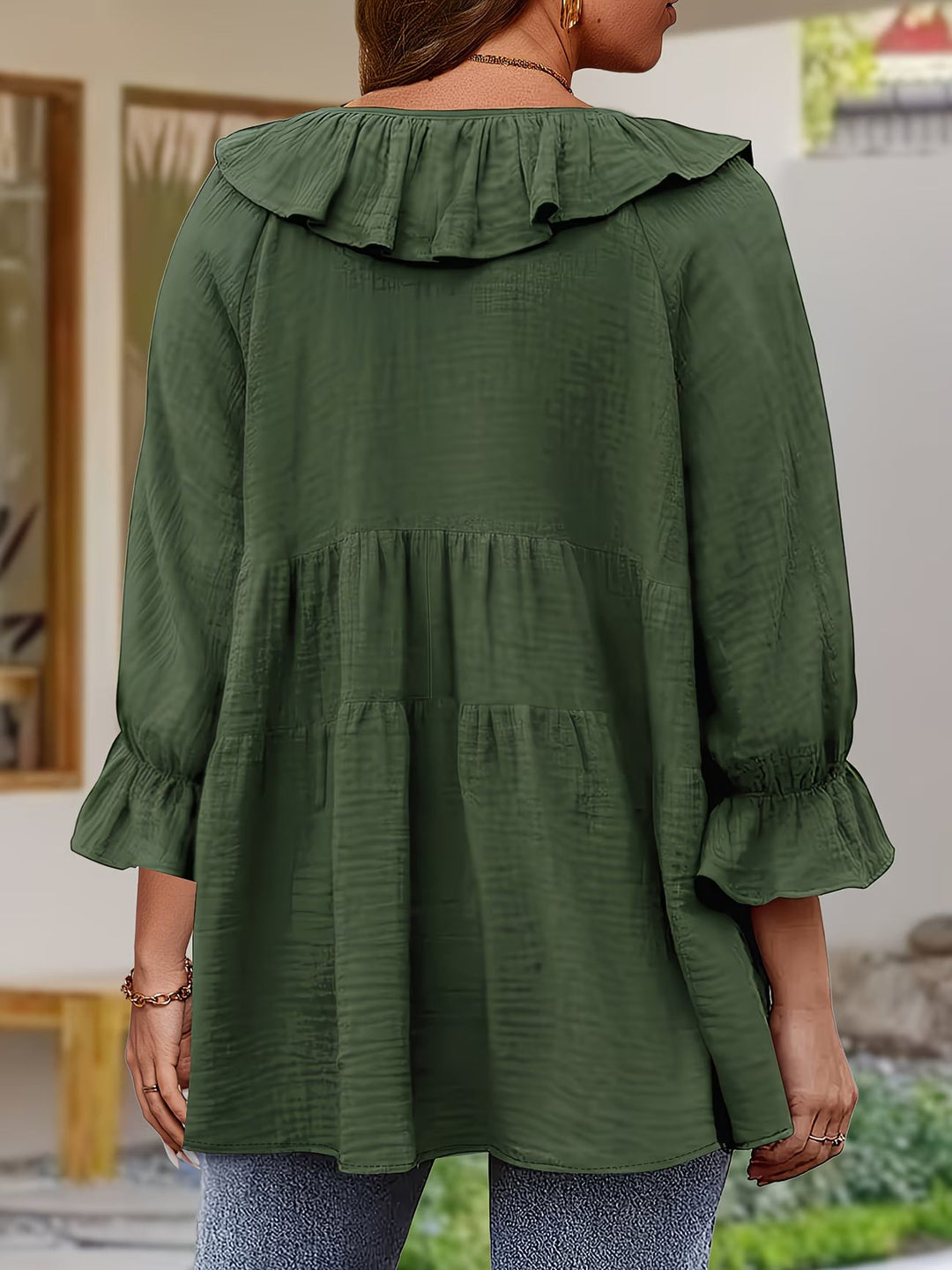 Garbine - Elegant Ruffle Neck Blouse