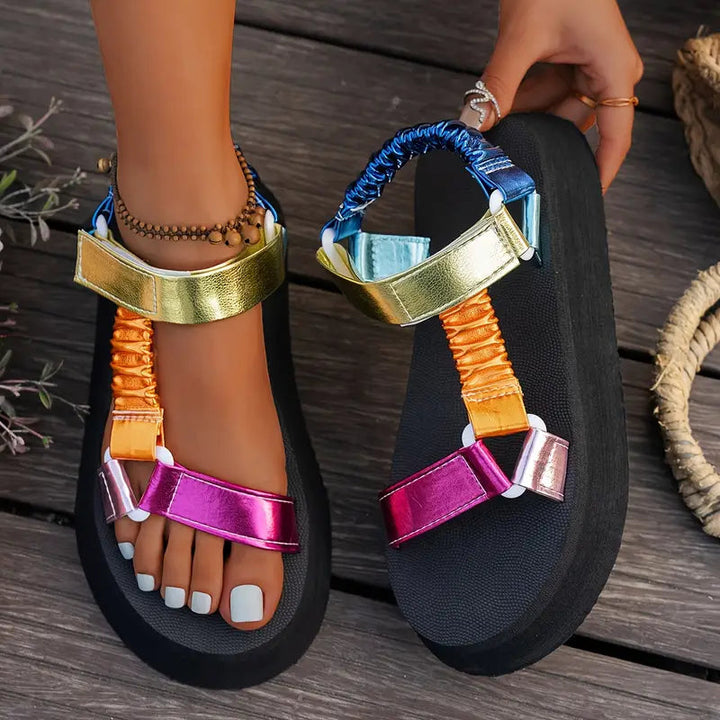 Neelee - Velcro Strap Platform Sandals