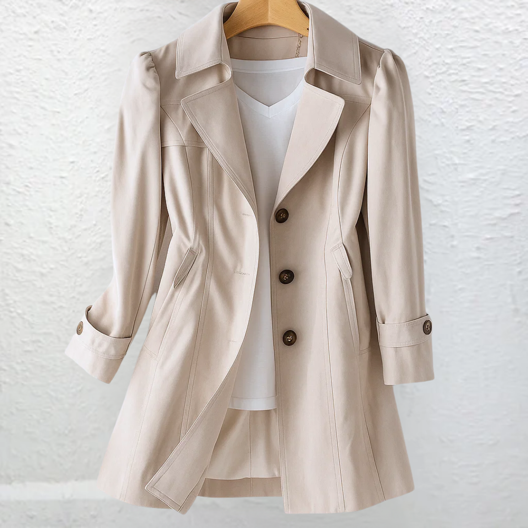 Ellice - Long Sleeve Trench Coat With Button